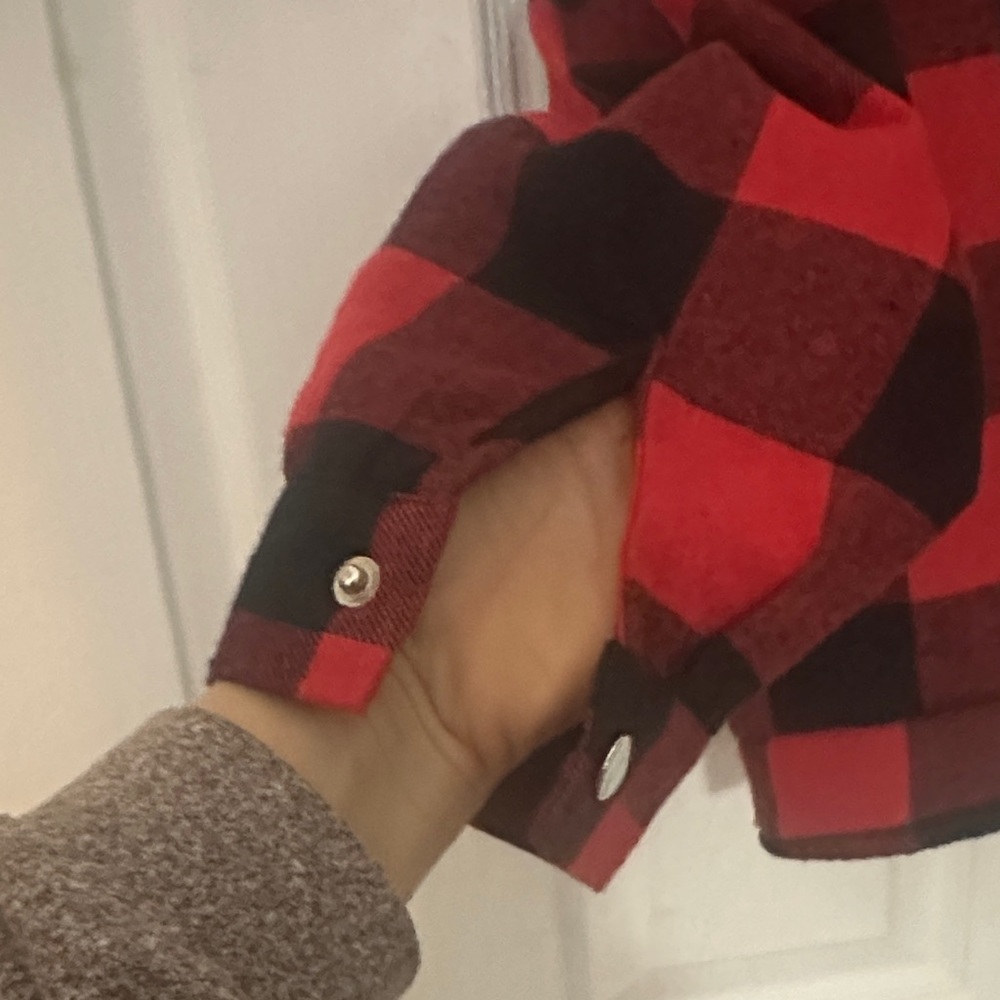SHEIN Red and Black Plaid Utility Jacket - Picture 4 of 8
